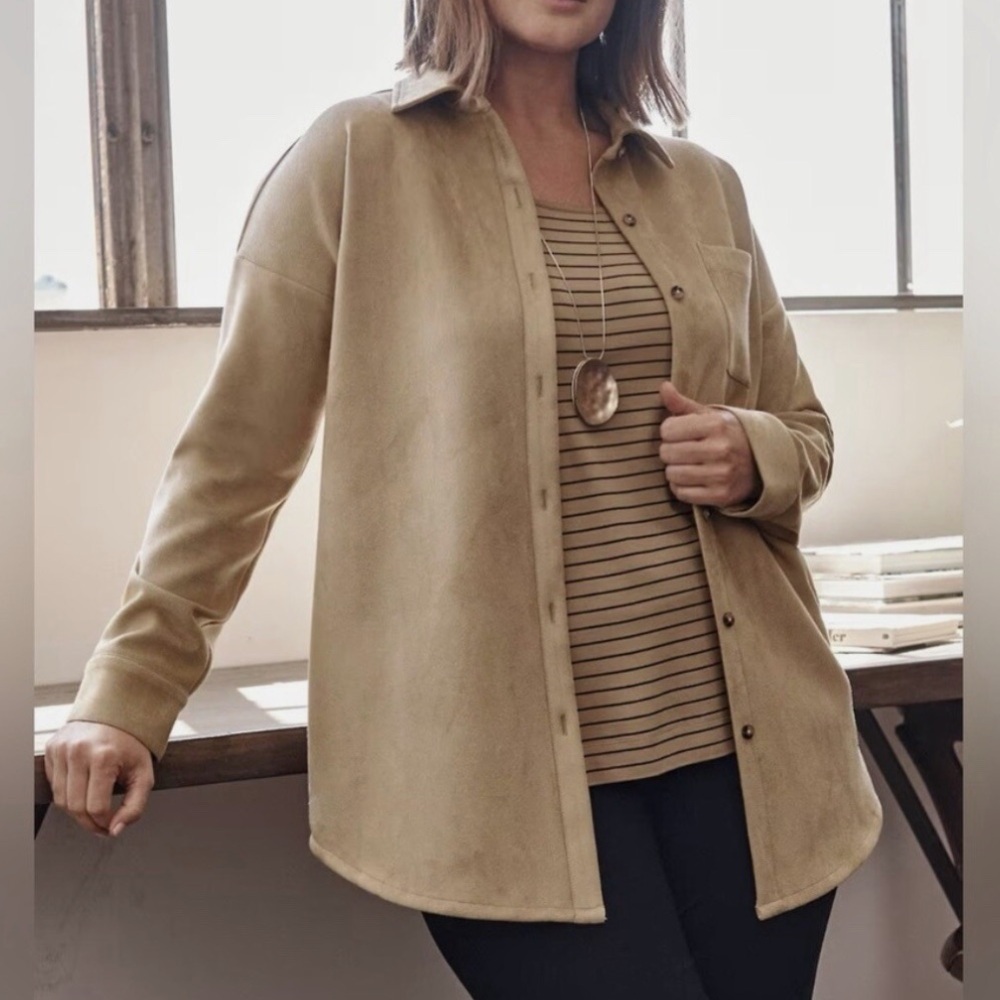 J. Jill Faux Suede Shacket in Tan/Camel size XL